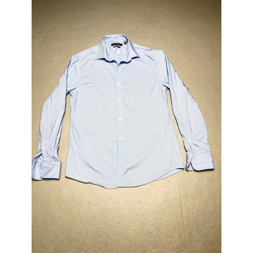 Tommy Hilfiger Mens Slim Fit Stretch Shirt Light Blue Paisley 15 32/33 M